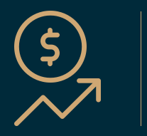 Dollar sign over a trend line icon