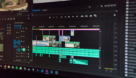 Computer screen showing video editing software
