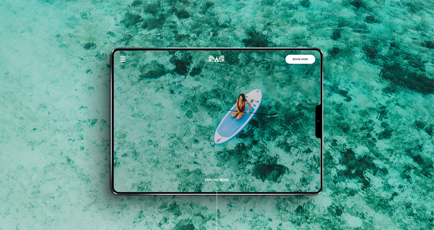 ipad showing a kayaker over blue water