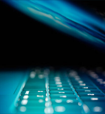 glowing blue-green keyboard